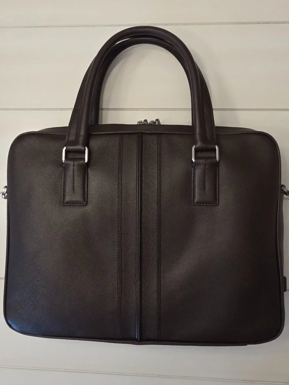 Tod's Cross-Grain Brown Leather Briefcase